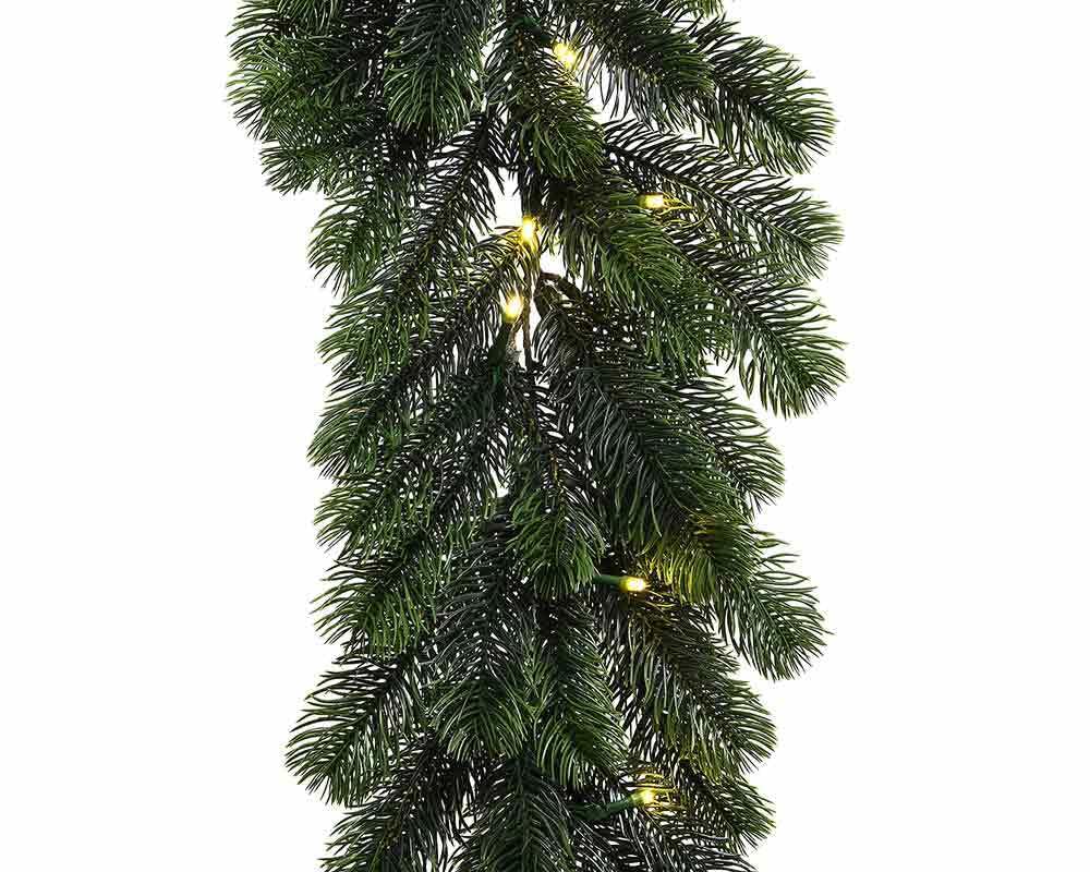 zeitzone Tannengirlande Naturgetreu LED Beleuchtet Weihnachtsgirlande Außenbereich Timer 180cm