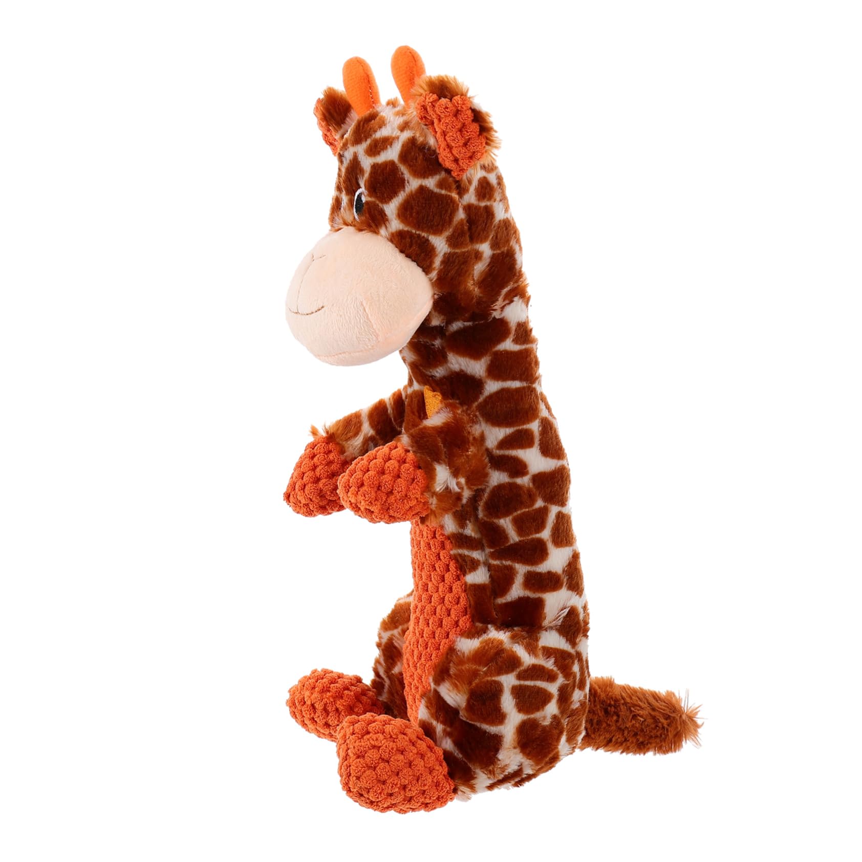 minkissy Giraffe Shape Plush Squeaky Dog Chew Toy for Puppy Teething Concave-Convex Surface Sturdy Entertainment