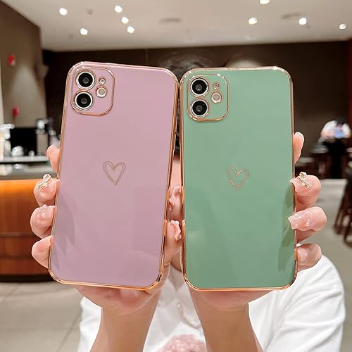 Miniatura 4 de YKCZL Funda compatible con iPhone 11, bonita funda de lujo con borde chapado en parachoques con cubierta completa de protección de lente de cámara