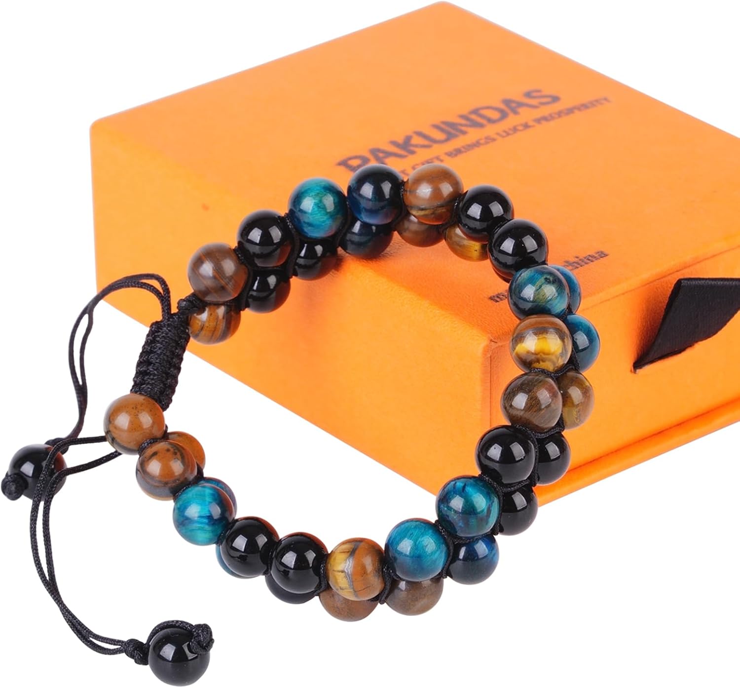 Handmade Triple Protection Bracelet,Bracelets for Men Women Natural Tiger Eye Jewelry Stone Hematite and Blue Stone Hematite 8mm Crystal Bracelet - Adjustable Size with Premium Gift-Box - Image 7