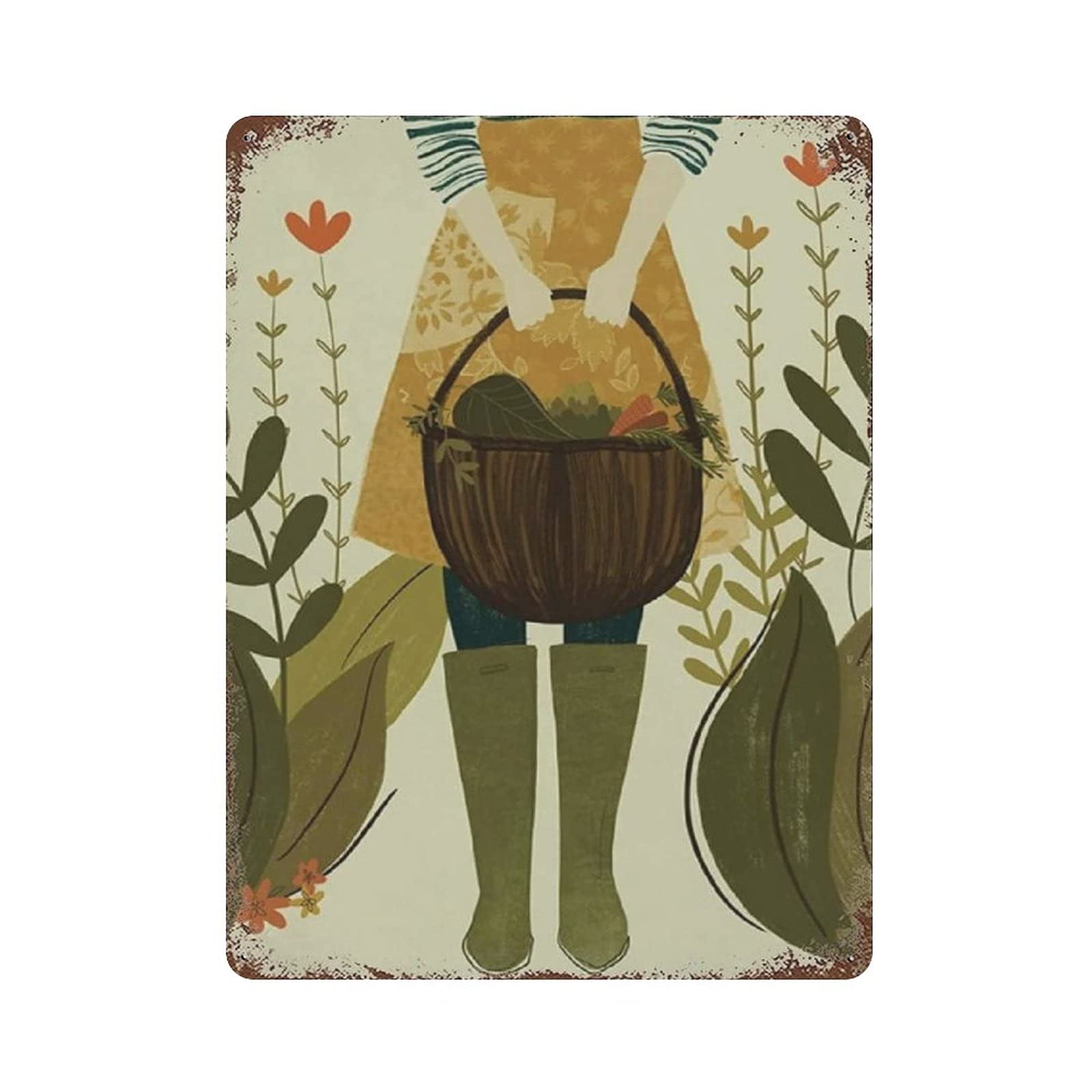 Gardener Woman Metal Signs, Fun Poster For Bar Kitchen Cafe Farmhouse Wall Decor 12x16 inch