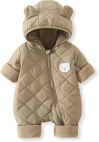 SONARIN Warm Hooded Baby Romper,Cute Baby Boys Girls Snowsuit Warmer Jumpsuit Bodysuit Outfits for Newborn Toddlers