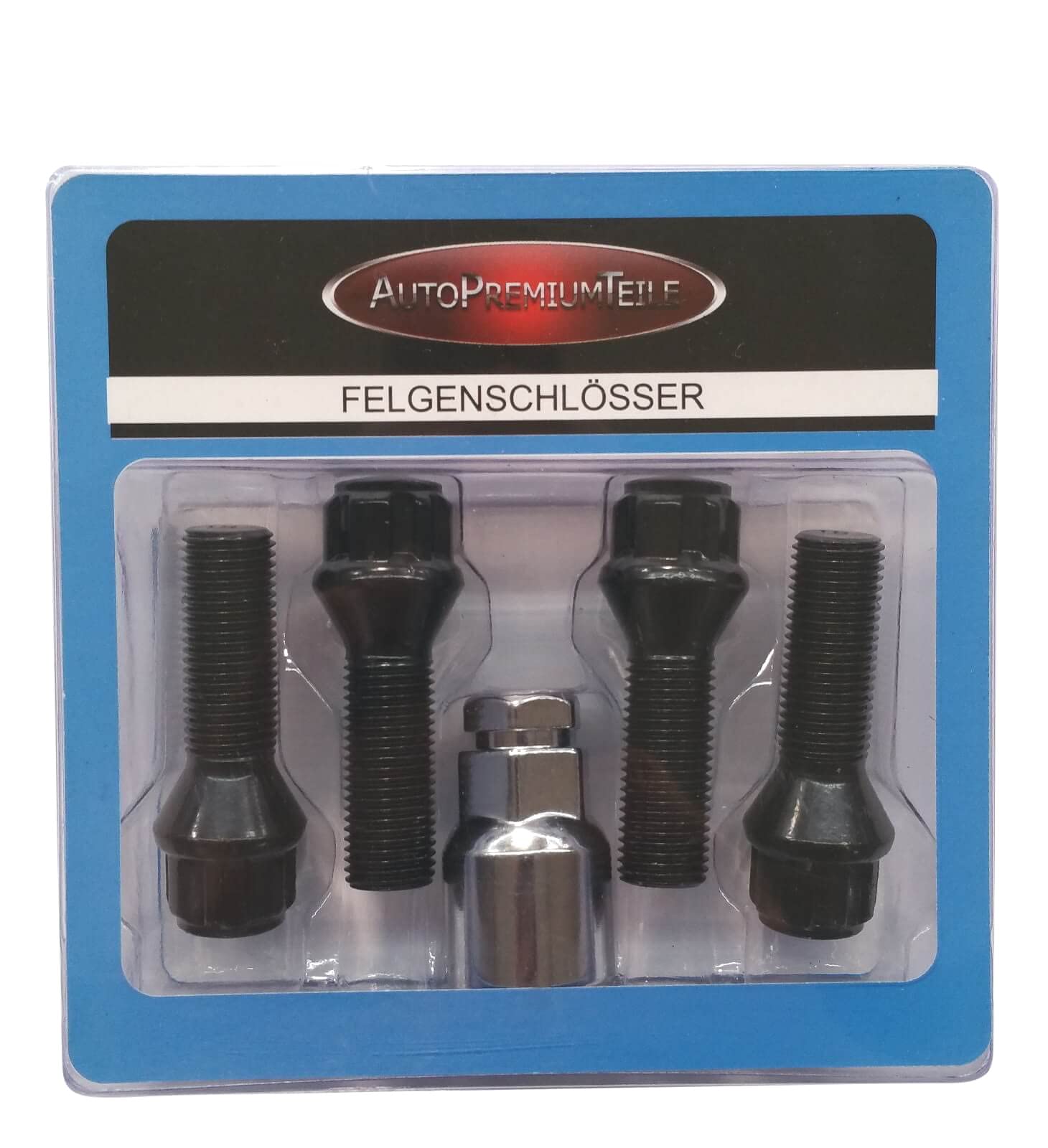 Lot de 4 écrous de jante M14 x 1,5 x 35 mm - Cône 60° - 4 serrures de jante noires - Sécurité anti-vol - Protection contre le vol