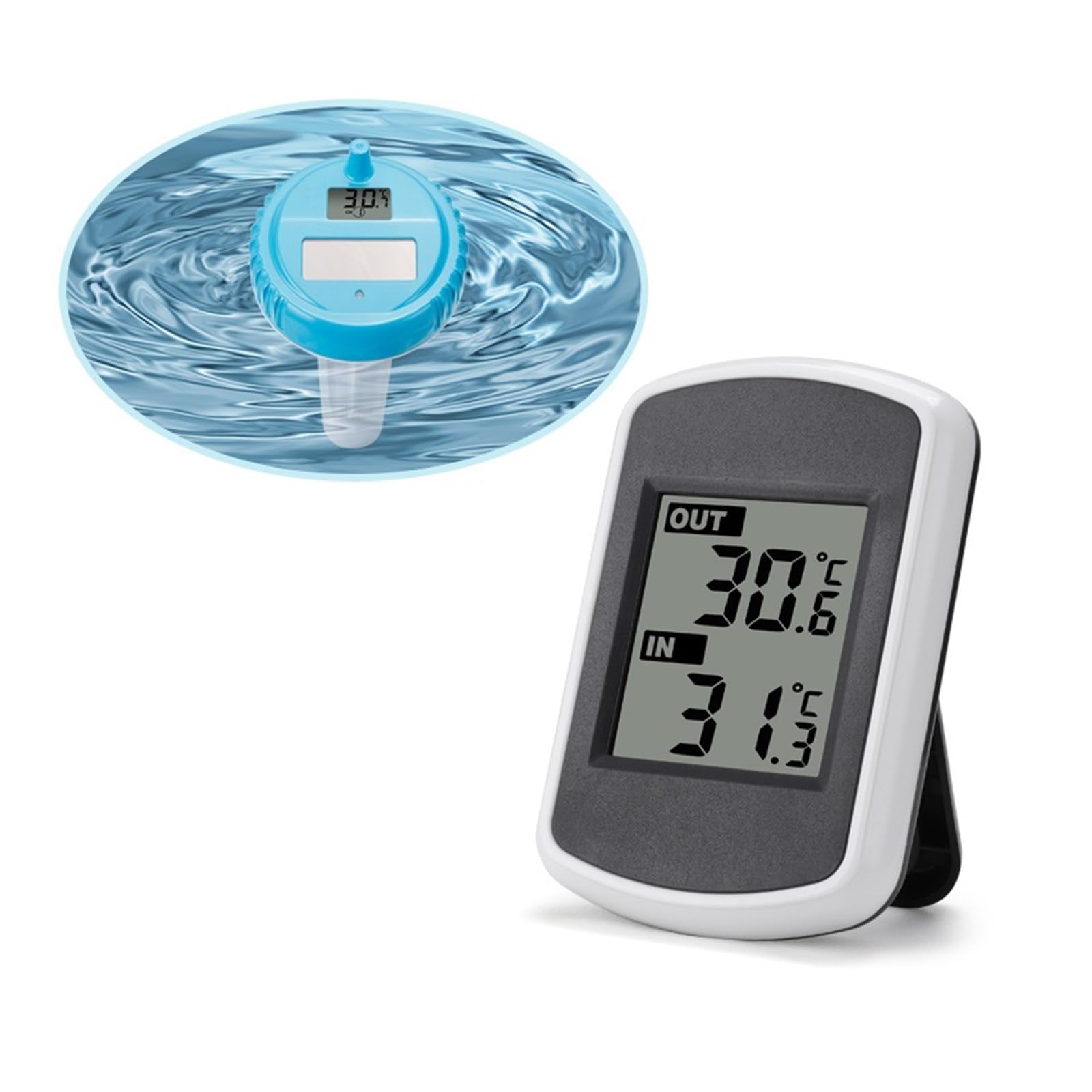 Pływający Pływający Solarny Termometr Do Wody IP67 Wodoodporny Cyfrowy LCD Łazienka Basen Spa Monitor Temperatury Alarm -40℃~60℃ Dokładny Pomiar
