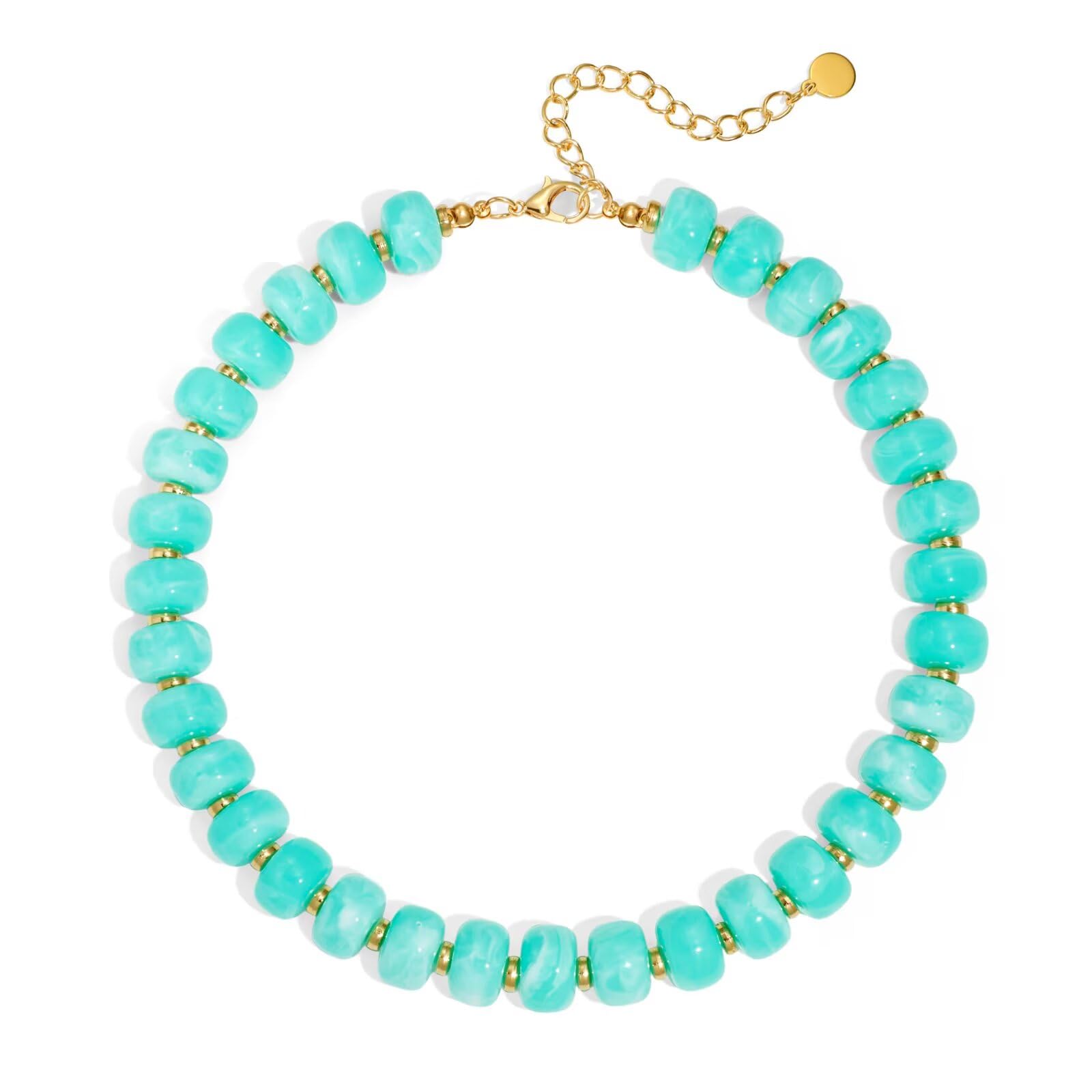 Colorful Beaded Necklace for Women Unique Resin Beads Choker Necklaces Boho Statement Chunky Necklace Summer Vacation Jewelry — view 16