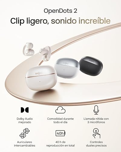 SHOKZ OpenDots 2 Open-Ear Clip-On Earbuds, Dolby Audio, Black - 2