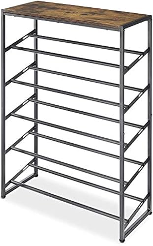 Miniatura 7 de Whitmor Zapatero de metal y malla de 4 niveles, Gunmetal 4 niveles, plomizo,Madera/Cromo,10 niveles, cromo,3 niveles, bambú y negro mate,Gris,4