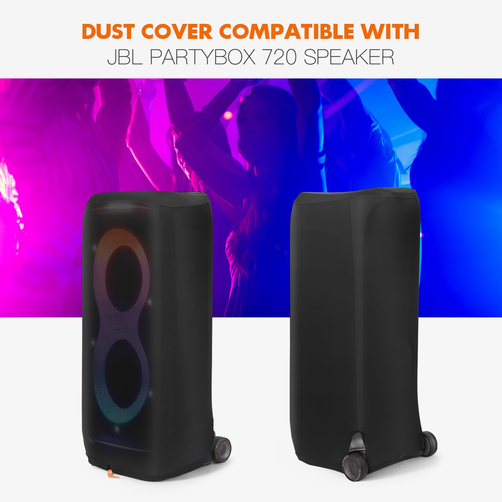 Housse anti-poussière souple pour haut-parleur portable JBL Partybox 710/720 - Housse élastique souple pour protection extérieure/rangement à la maison (Partybox 720)