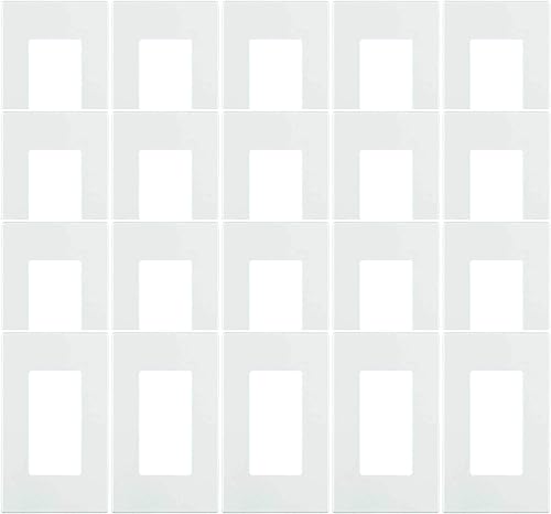 Leviton 80301-SW Decora Plus - Placa de pared sin tornillos, de 1 ventana, color blanco, paquete de 20