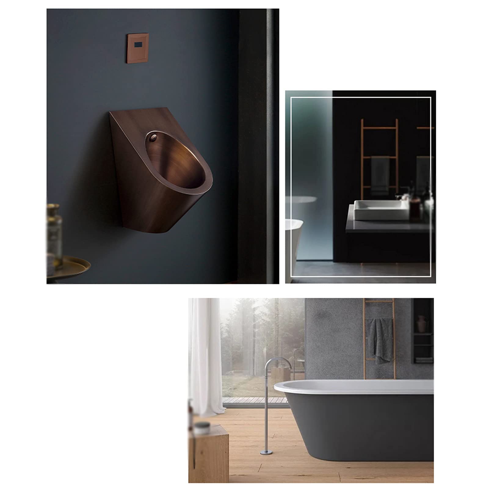 Orinatoio in Acciaio Inox 304, WC sospeso a Parete, orinatoio Maschile a Parete, Scarico a induzione, WC pubblico, Piccolo WC Verticale, Adatto per Famiglie, Ho, Brown-B