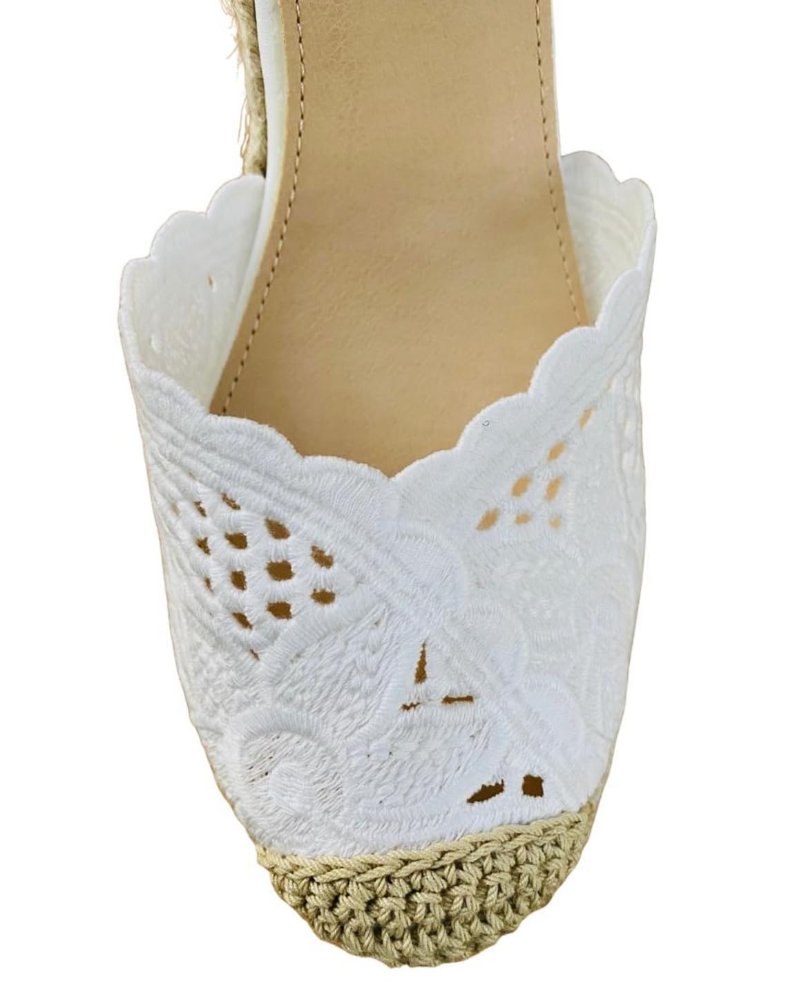 Miro Boho Chic Cuñas de Esparto Mujer – Alpargatas Cuña Novia Boho Chic Cómodas y Ligeras – Sandalias Mediterráneas con Encaje, Pulsera al Tobillo y Plataforma de Yute para Verano y Eventos