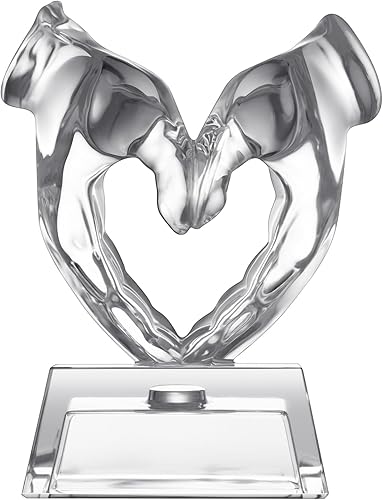Escultura de manos de corazón de cristal, estatua moderna de decoración de gestos de mano, estatua romántica de dedo de amor, decoración de corazón