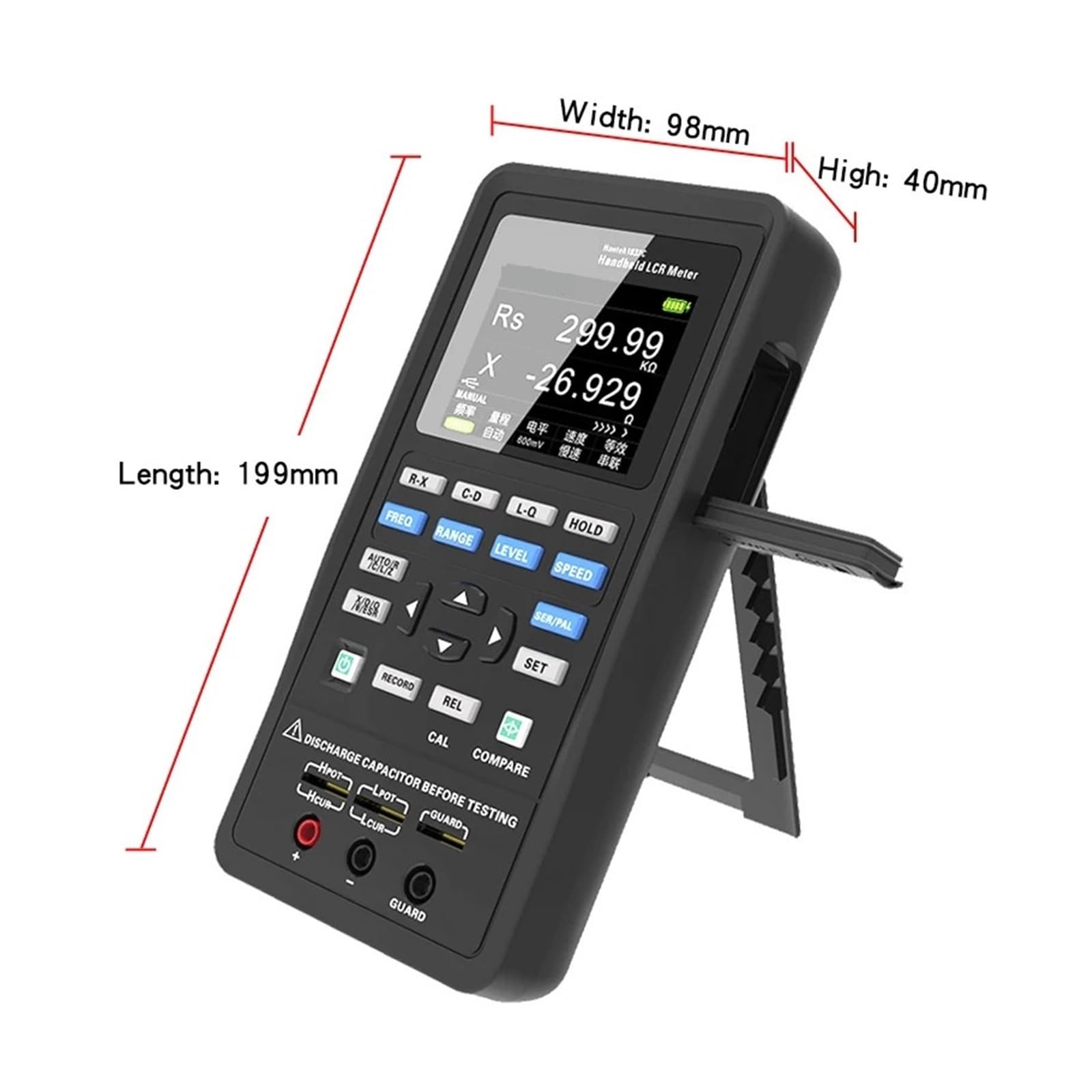 Medidor LCR Probador portátil LCR, puente digital de mano, resistencia, inductancia y capacitores(1832C)