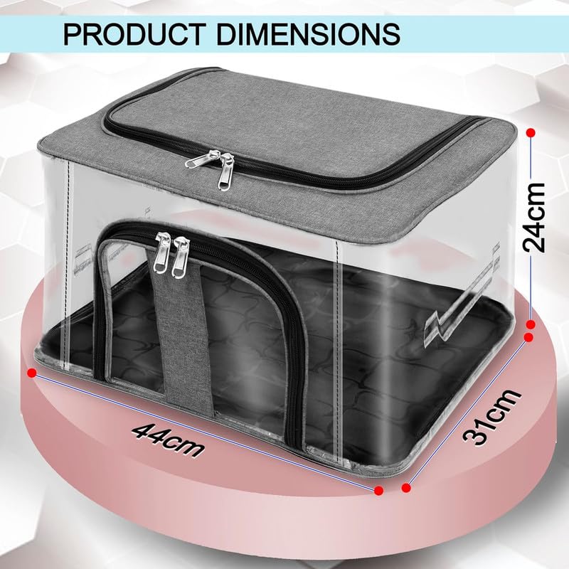 Image of Shibui Storage Bags With Cover And Double Zipper Closure For Clothing Protector Wardrobe Organiser.Grey(pack of 4)