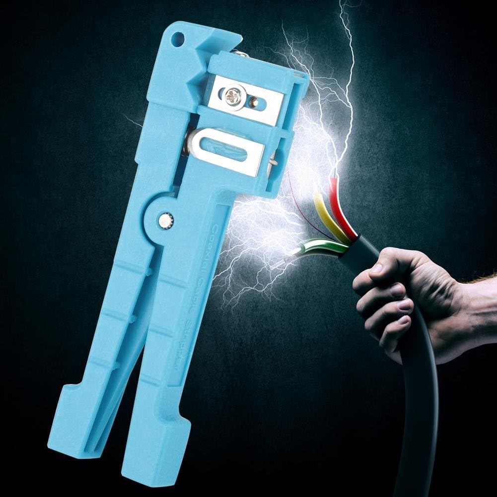 Oumefar Coaxial Cable Fiber Optic Jacket Wire Stripper Cable Cutter Crimper Stripping Tool for Industry for Stripping Fiber and a Variety of Fiber Optic Cable(45-163)