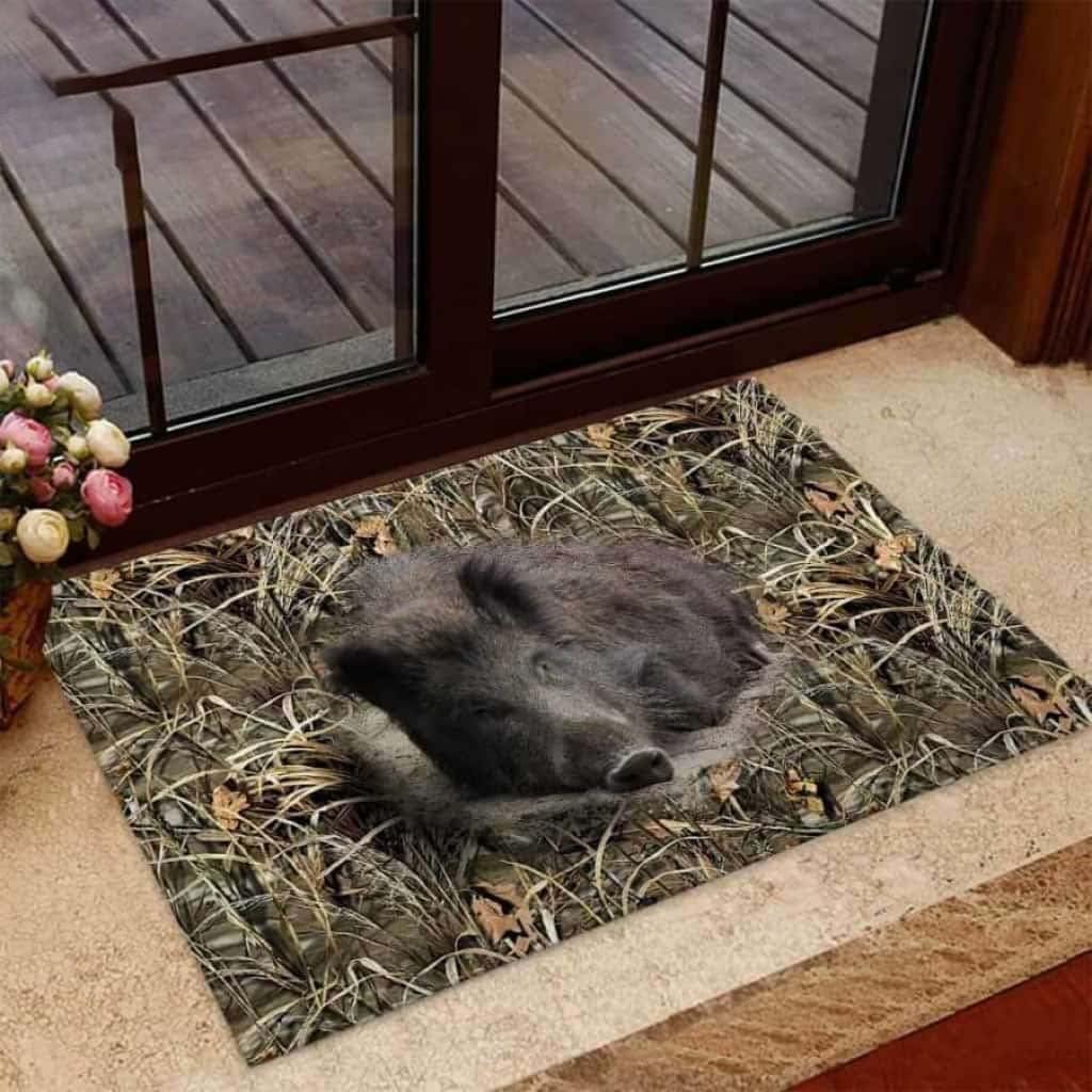 Paillasson extérieur entrée Love Hunting tapis de bienvenue facile à nettoyer pour maison