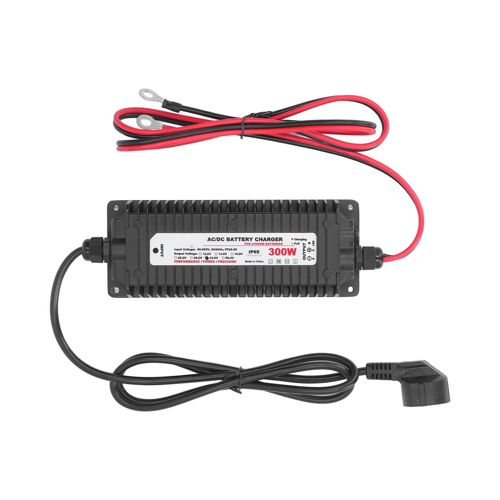 Fafeicy Caricabatterie Al Litio Caricatore Caricatore Agli Ioni di Litio 43,8 V 6,7 A 300 W IP65 Impermeabile con Stato LED per Apparecchiature di Veicoli (Spina europea)