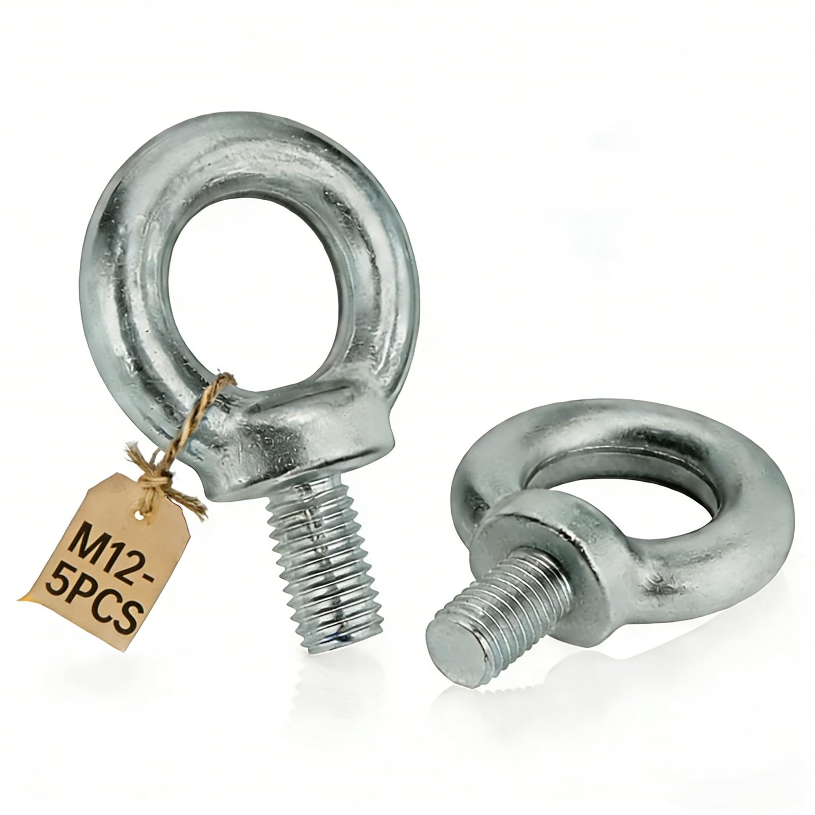5 viti ad anello M12, viti ad occhiello in acciaio al carbonio, M12, con filettatura msymsyu, vite ad anello rotonda per dispositivi di sollevamento e fissaggio tecnici