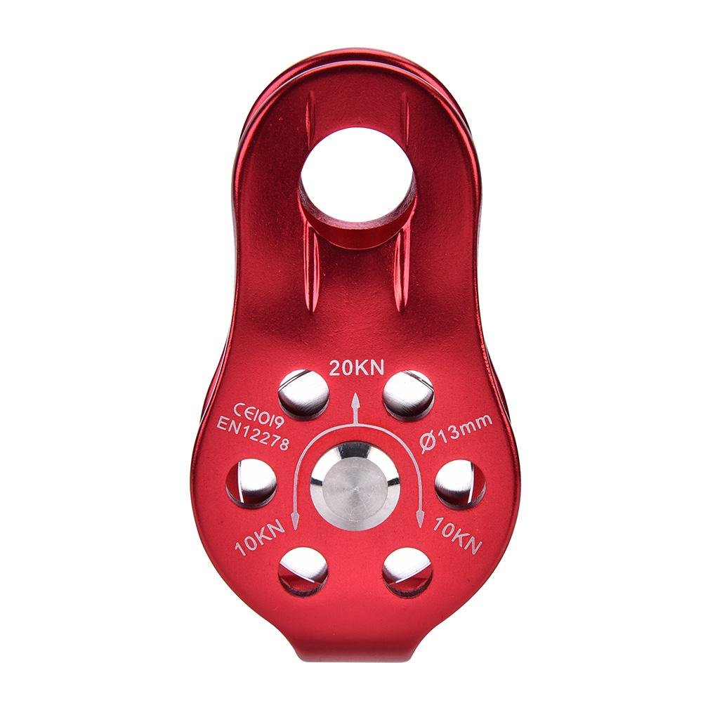 Single Pulley, Aluminium Alloy Heavy Duty Single Rope Pulley Block Climbing Safety Equipment Accessory Climbing Pulley (Red) Arborist