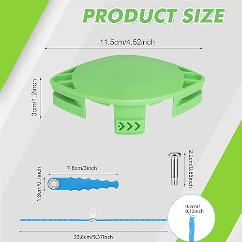 Miniatura 9 de 2900719 - Cuchillas y carrete de repuesto de policarbonato compatibles con Greenworks 2101602, 2101602A, STBA40B210, 2101602, ST40B410, BST4000,