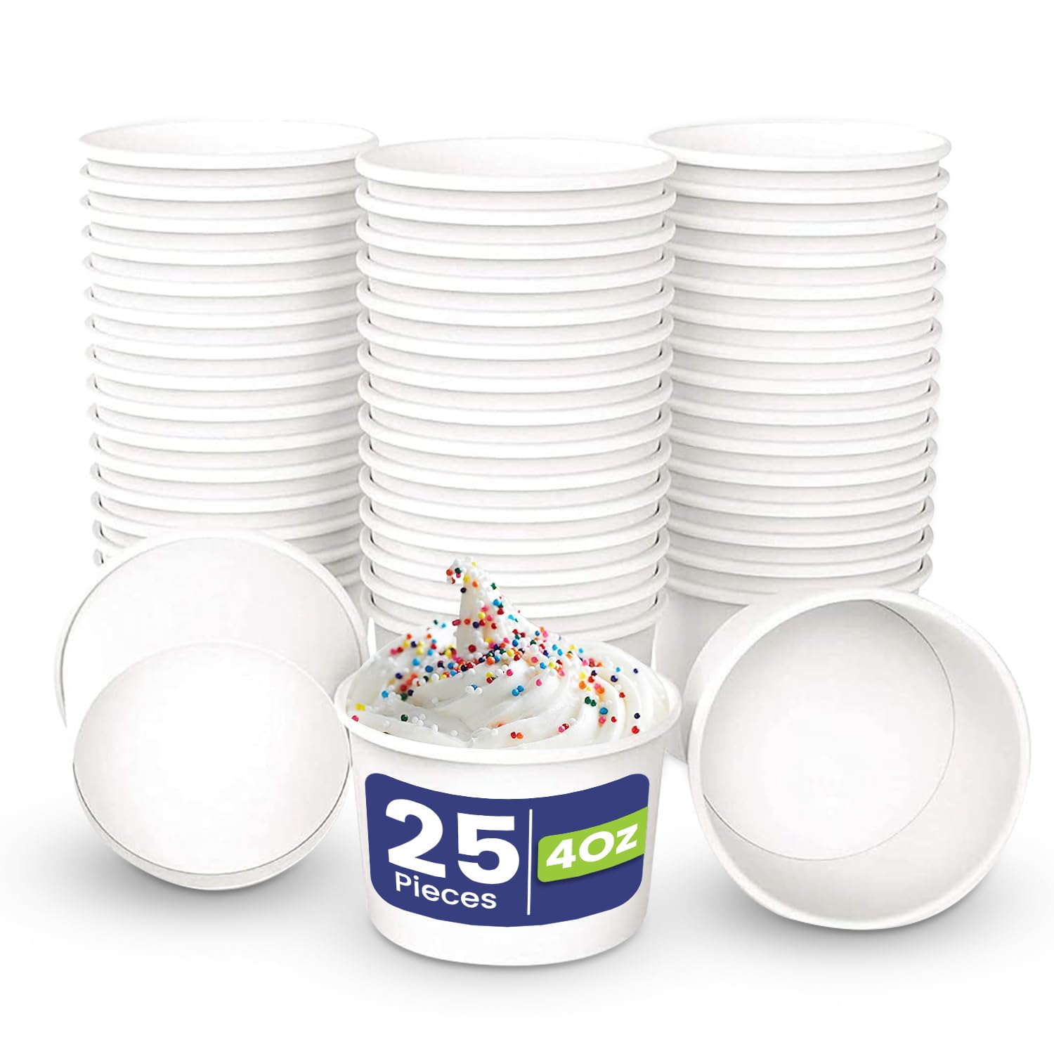 SNH Packing Disposable Paper Ice Cream Cup 25-Pieces, 4 oz Capacity,