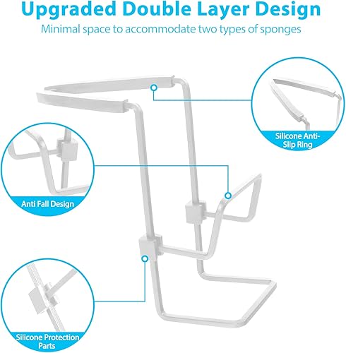 Miniatura 8 de Soporte de esponja para fregadero  Bandeja de ducha para grifo  Organizador de metal para cocina y baño  Colgar alrededor del grifo