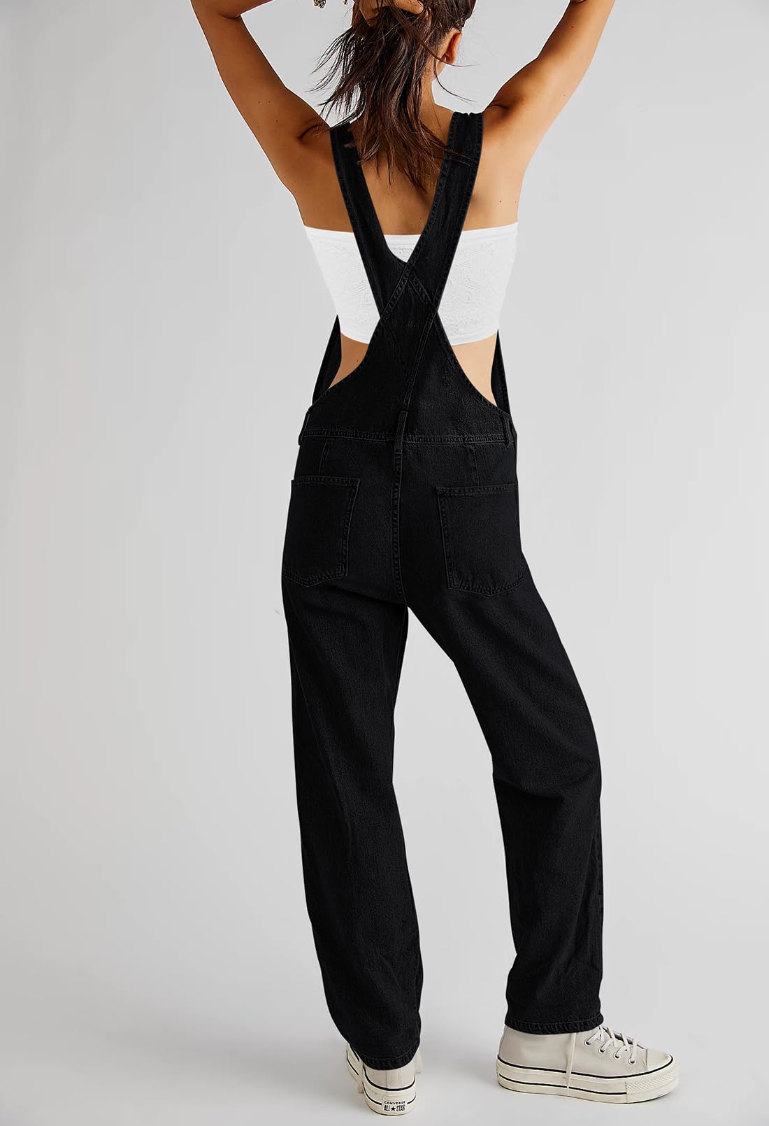 Sovoyontee Peto de verano para mujer, holgado, largo vaquero, mono con tirantes