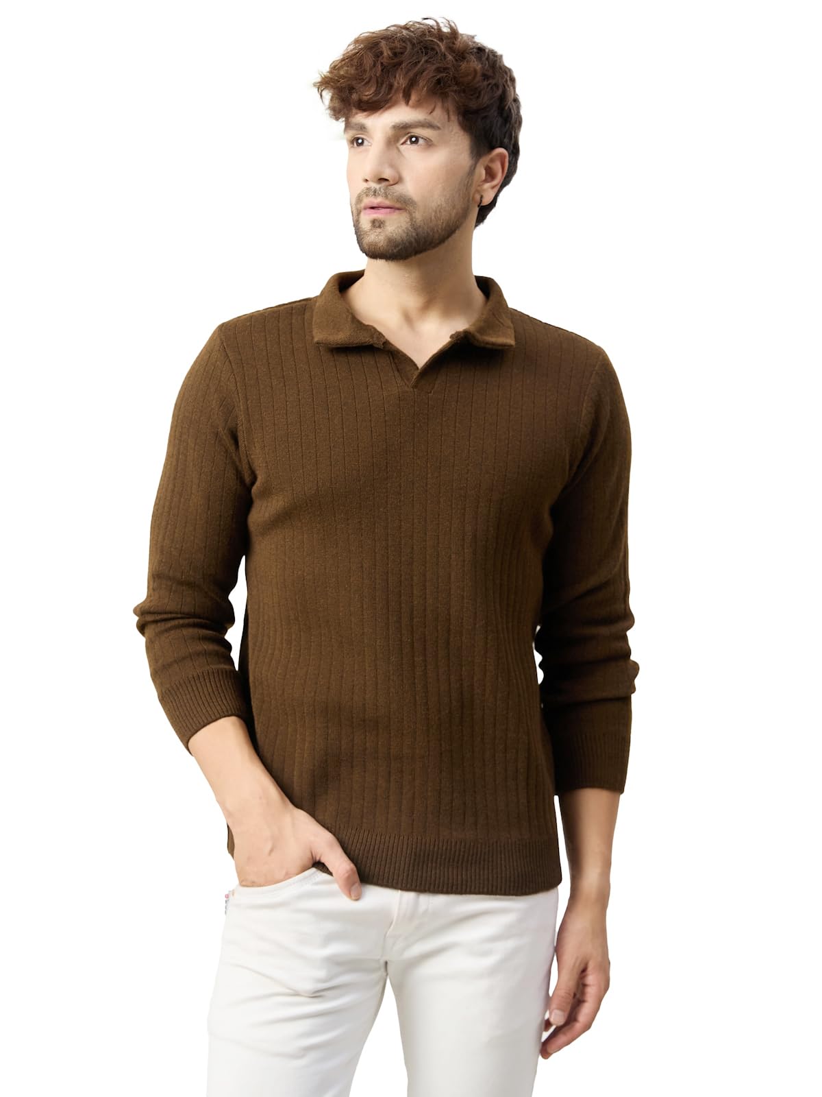 Full Sleeve Winter Wear Woolen Collar Polo Full Sleeve Sweater for Men