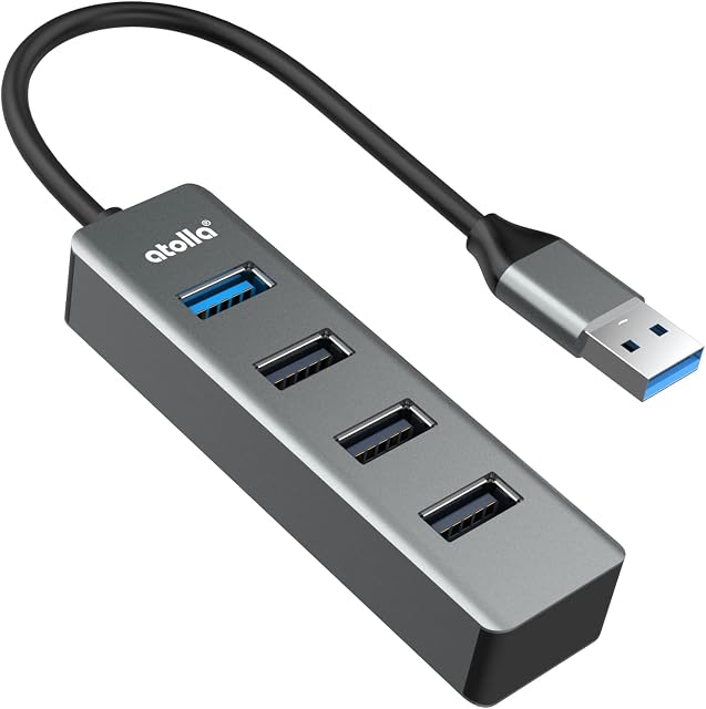 USB Hub, atolla 4-in-1 USB 3.0 Hub Aluminum USB Splitter with 1 USB 3.0 Port and 3 USB 2.0 Ports for Laptop USB Extension Compatible Windows10/8/7, Vista, XP, Mac OS X, Linux and More