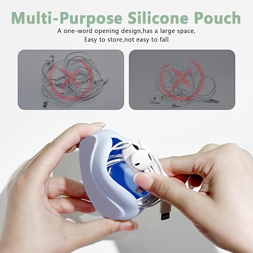 Miniatura 6 de Organizador de auriculares de silicona, estuche de almacenamiento de cable de datos 8 en 1, mini bolsa de almacenamiento, bridas para cablescorreas