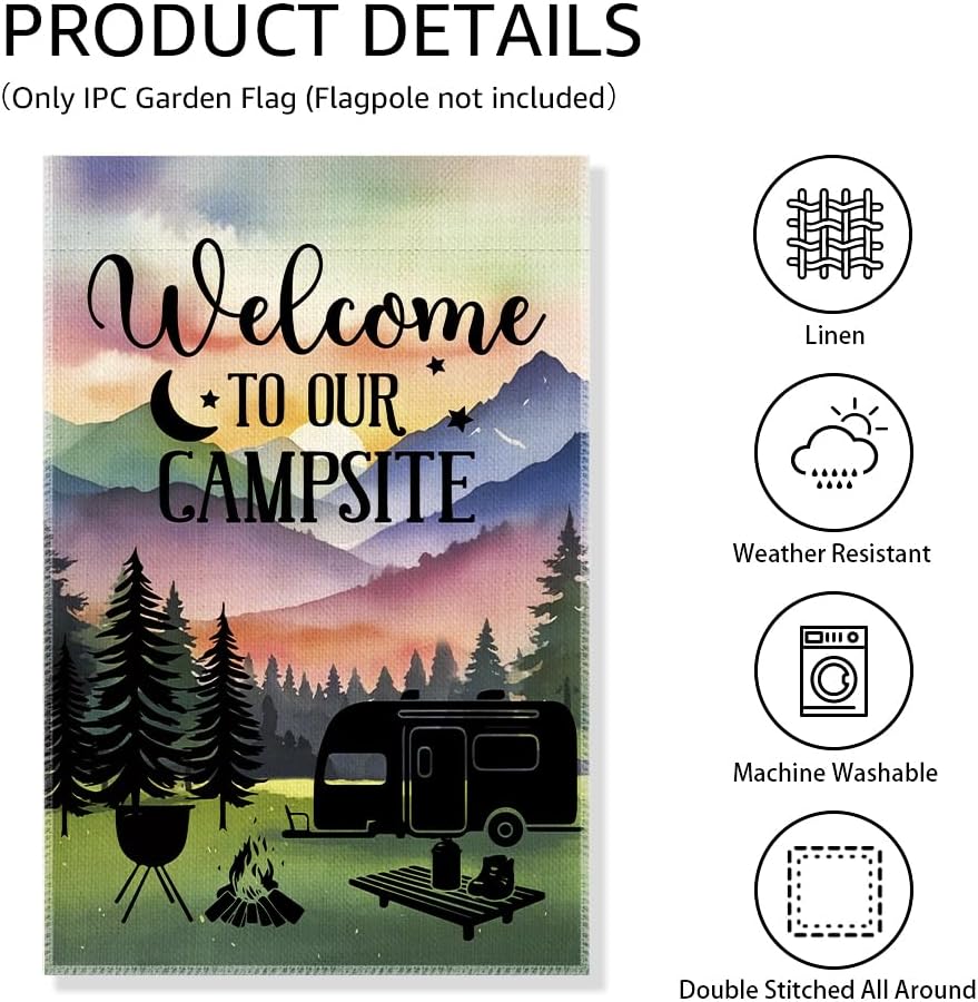 Welcome to Our Campsite Garden Flag, RV Décor Camper Sign for Outside image 3