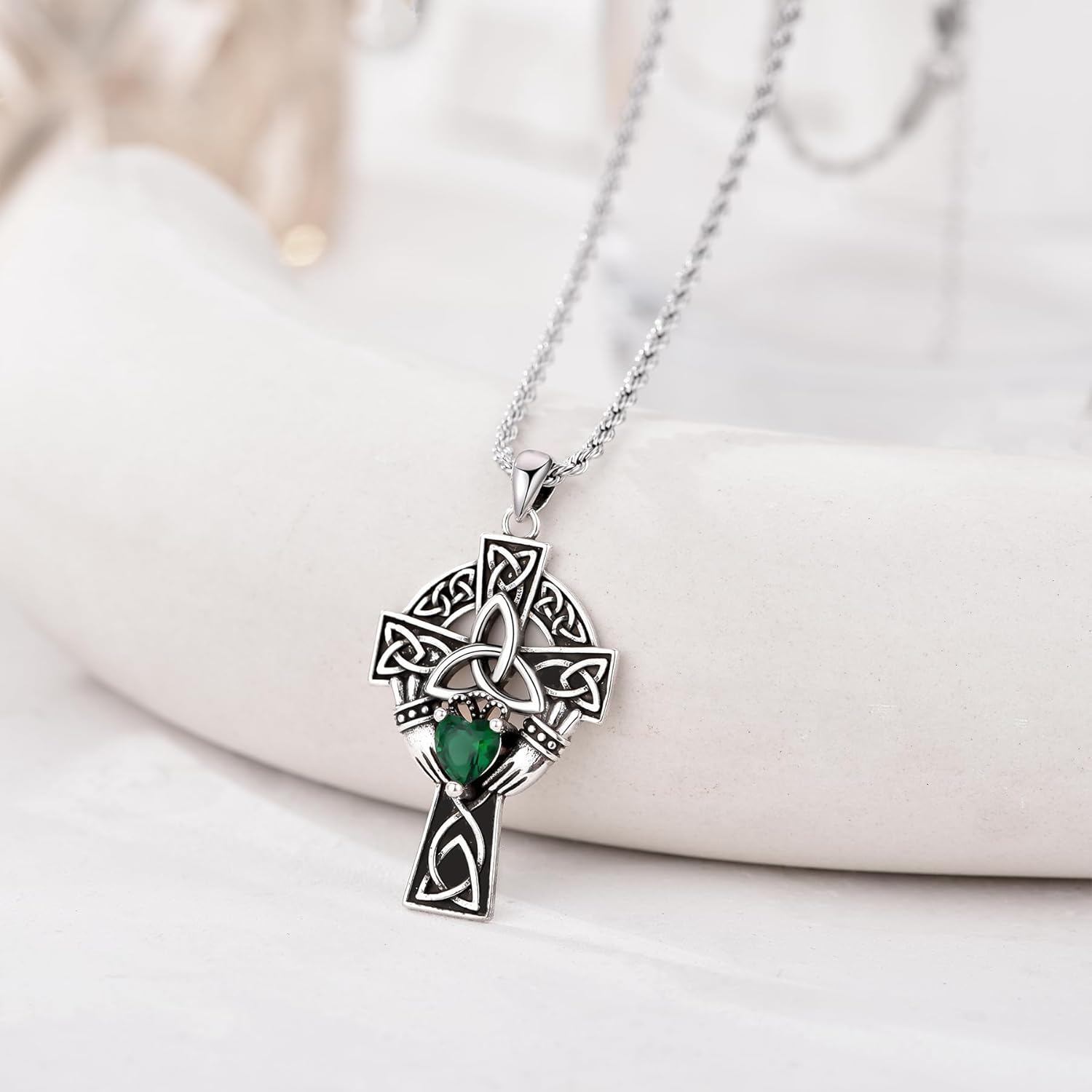 Claddagh Cross Necklace for Women Celtic Cross Pendant Irish Necklace Jewelry Gifts for Women Men - Image 3