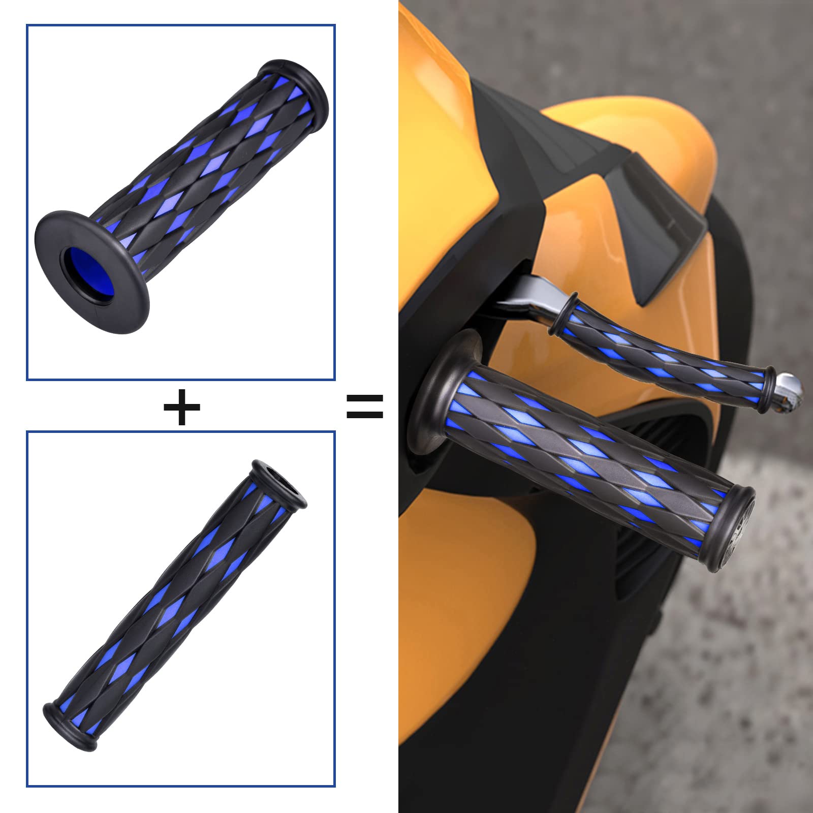 Dannisly Motorcycle Handlebar Grips - Non-Slip Rubber, 7/8" (22mm) & 1" (24mm), 120mm Length, For Dirt Bike & Cruiser, Comfort Grip Set - View #9