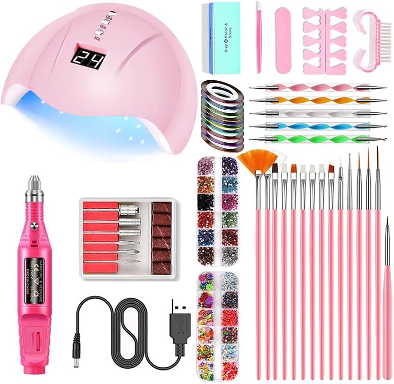 Portable UV Lamp LED Dry Nail Kit Manicure Nail Tool Set,Practical Nail Art Set,Electric Nail Drill with UV LED Nail Light ,3D Art Acrylic Nail Tools