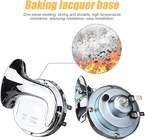 Vista 3 de 2 bocinas de tren súper ruidosas, caracol eléctrico de aire para automóvil, doble bocina, kit de repuesto de bocinas de aire impermeables de 12 V