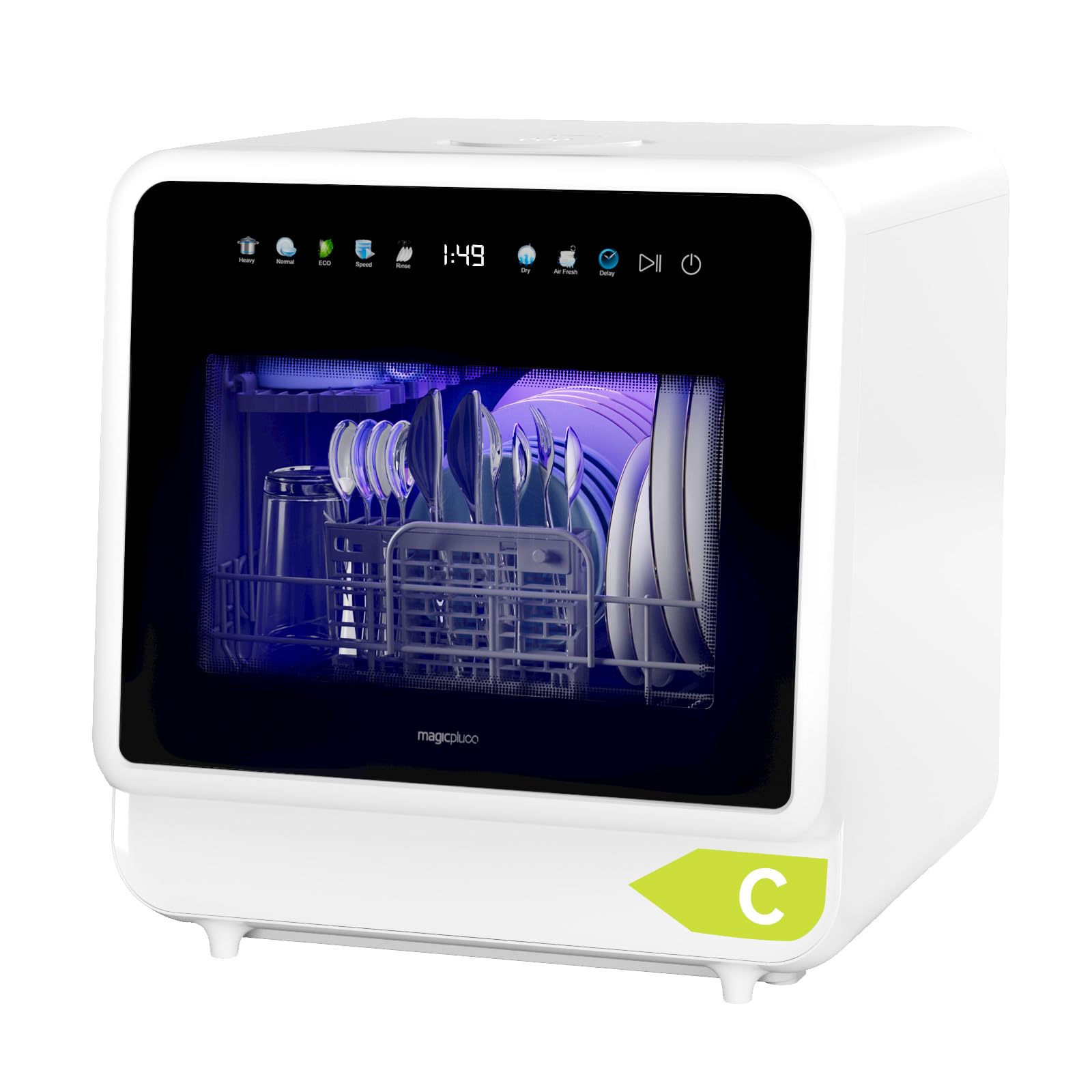 magicplux Mini Geschirrspüler 6+2 Programme, 24 Std. Startverzögerung