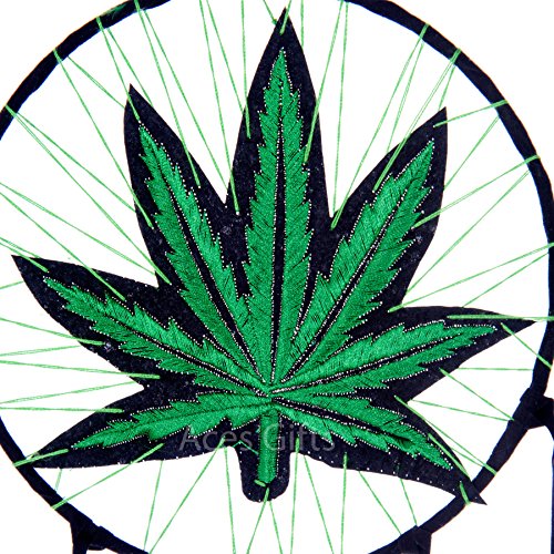 Aces Gifts Marijuana Leaf Pot Weed Embroidered Dream Catcher (16 Inches Long) - Image 3