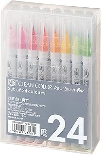 呉竹 カラーペン 筆ペン ZIG クリーンカラー リアルブラッシュ 24色 RB-6000AT/24V