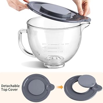Stand Mixer Bowl Lid Mixing Bowl Lid Kitchen Accessories Kitchen Appliance Parts 4.5QT-5QT Stand Mixer Attachment