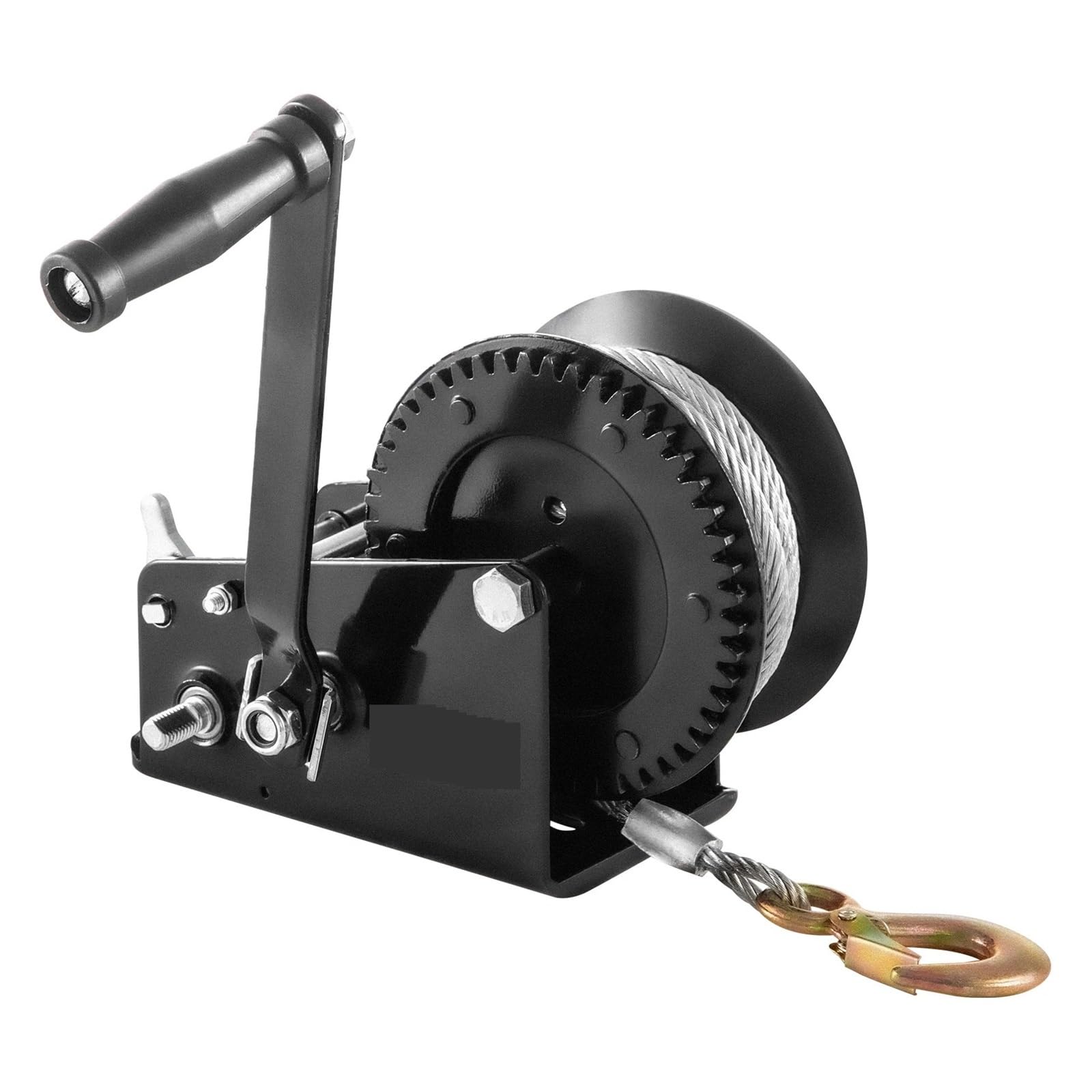 wciągarka ręczna, Heavy Duty Hand, Wciągarka ręczna 2-biegowa dwukierunkowa zapadkowa 3500 funtów 6 mm x 10 m stalowa lina i hak czarny