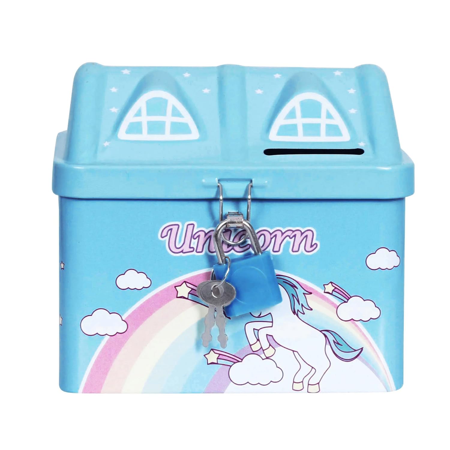 Ascension Unicorn Piggy Bank for Kids with Lock & Key Hut Shape Coin Bank Gulak for Money Piggy Bank for Children & Adults with Lock Cute Money Saving Box Birthday & Kids Gift Item (Random Color)-image-42