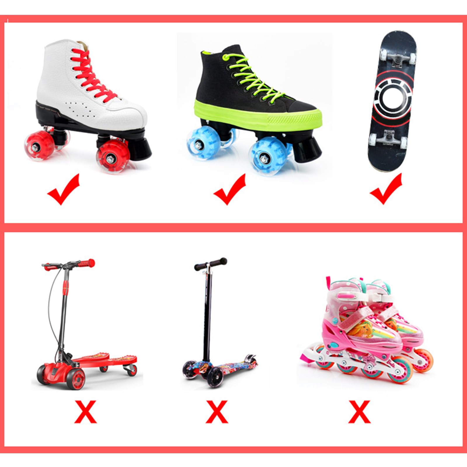 Patins à roulettes de rechange avec roulements résistants à l'usure pour skateboard à double rangée