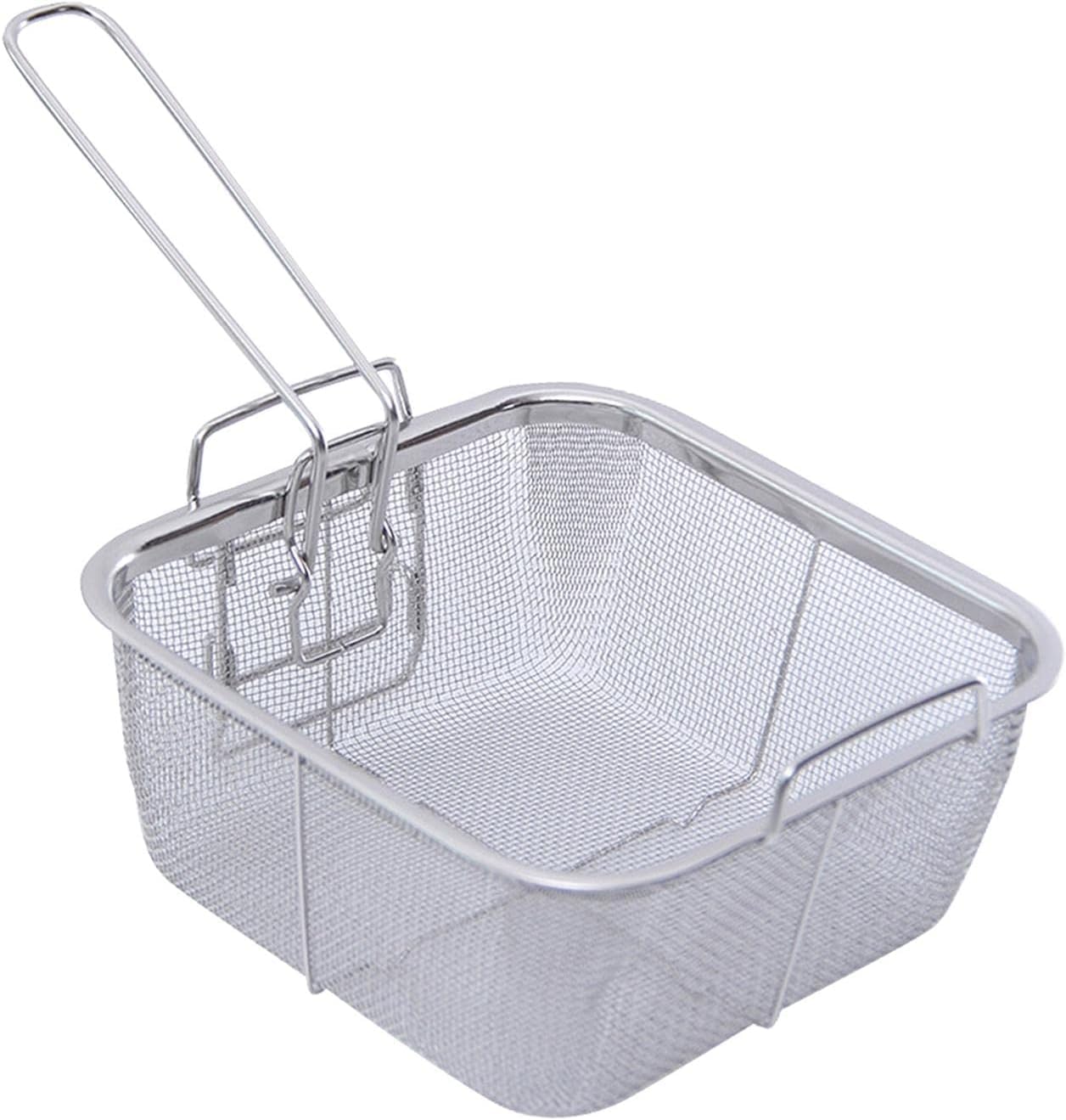 Alark Square Frying Basket with Stainless Steel Potato Frying Basket for Fried Food, Chip Holder Frying Serving Basket for Chips, Shrimps, Onion Rings, Kitchen Restaurant Cooking Tools [33 x20x11 CM]