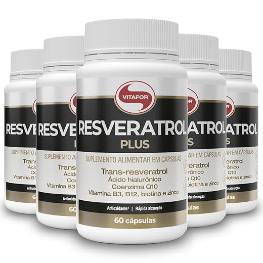 Kit 5 Resveratrol Plus Vitafor 60 Cápsulas