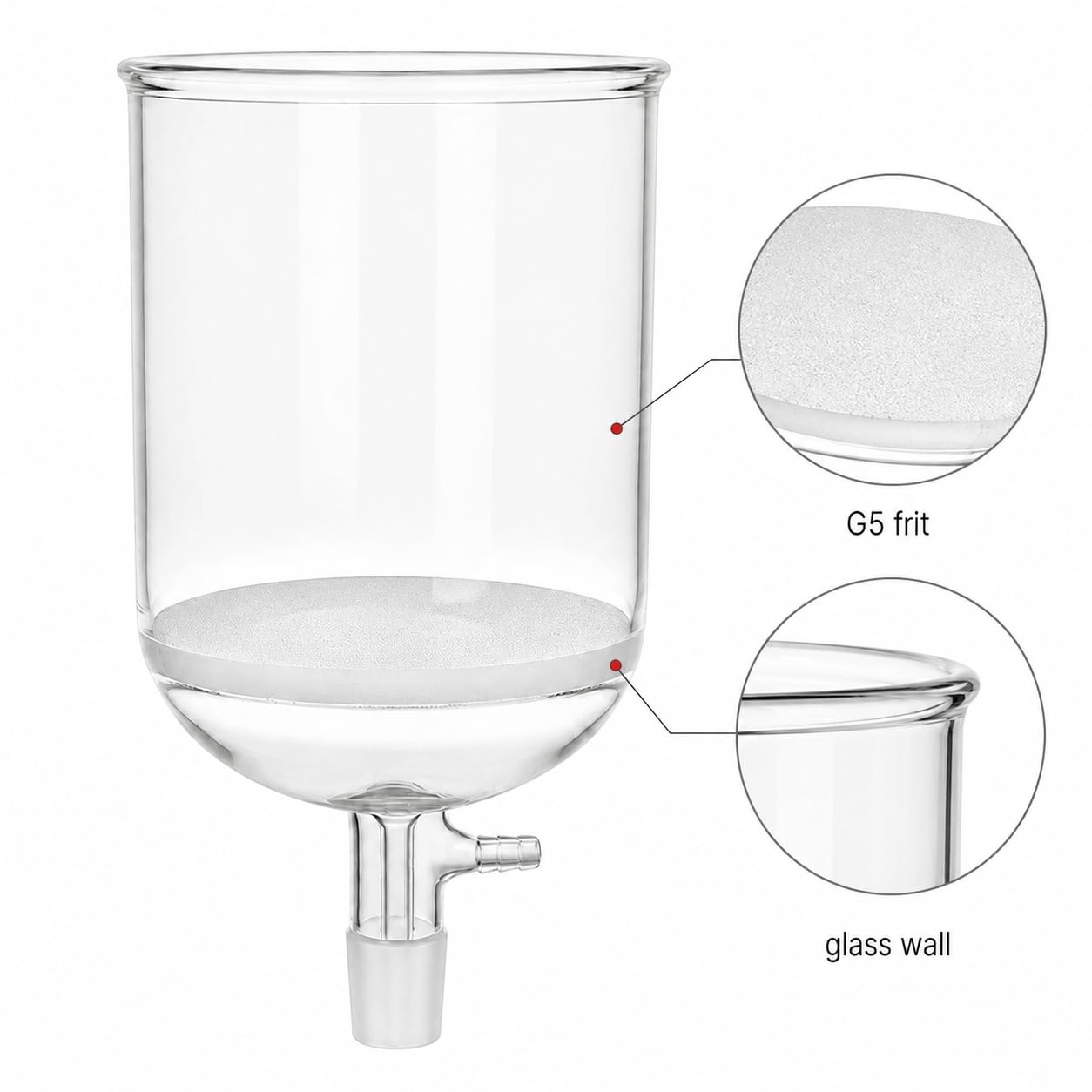 Lejek Büchnera G5 Szklany Spiek Ultra Drobny Filtr Osadu Szlif-2000ml