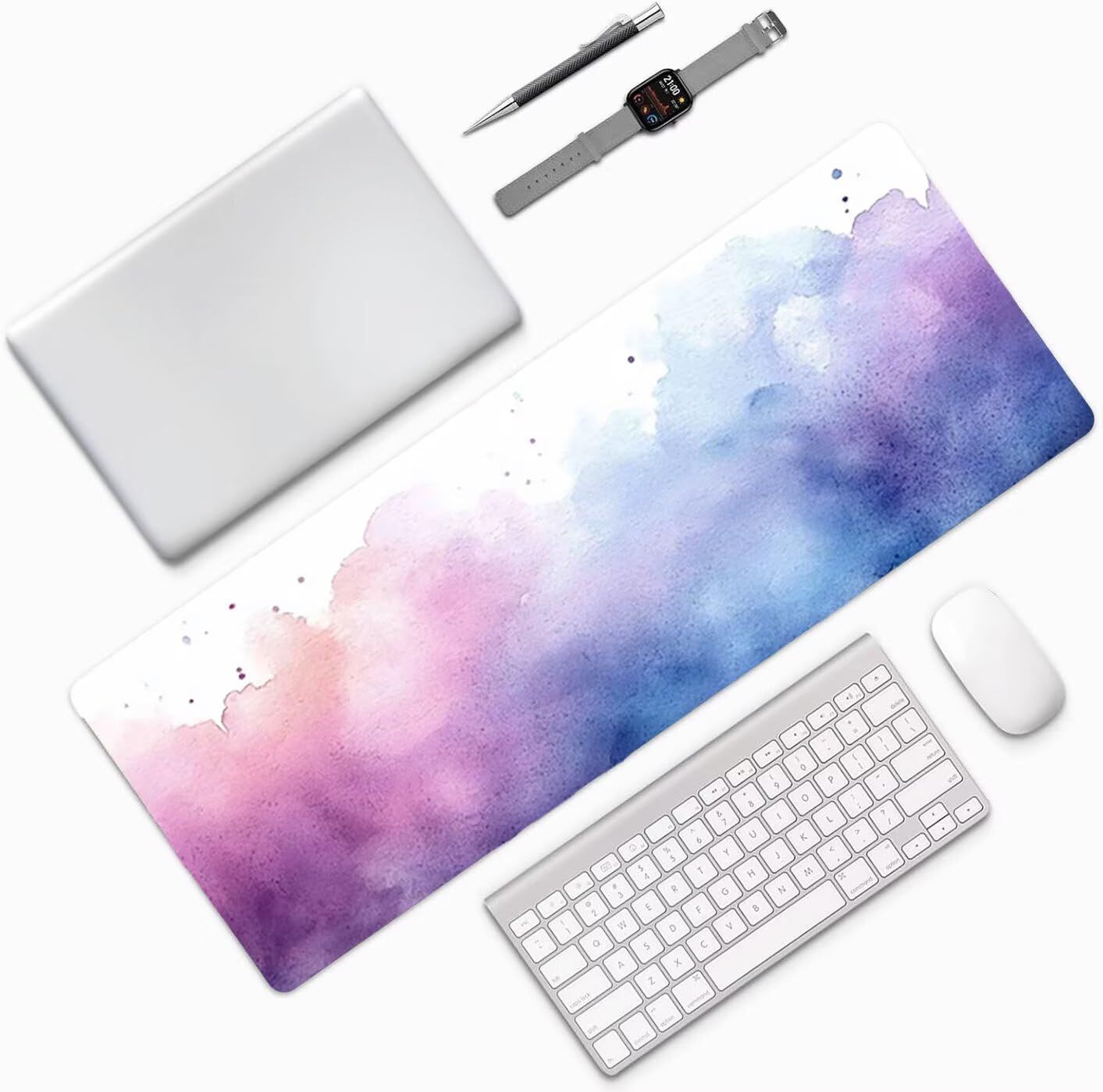 Lpfieonn Einfach Schreibtischunterlage XXL, Lila Schreibtischunterlagen Großes, Gaming Mousepad XXL mit ernähter Rand und Rutschfeste Gummibasis, Desk Mat für PC/Laptop/Mausa 120x60cm PF-3892