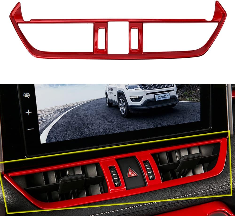 XITER 1PCS Red ABS Air Vent Cover Trim Central Control Panel Air Conditioning Outlet Vent Covers Frame for Toyota RAV4 2019-2025 Liminid/XLE preminm/Adventure/TRD Off-Road(Not Fit XLE LE Base)
