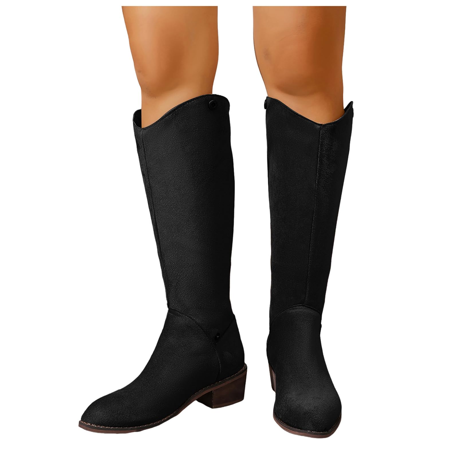 Cowboystiefel Damen Botas Altas de Ante con tacón Plano, cómodas, Informales, Elegantes y versátiles para Mujer.