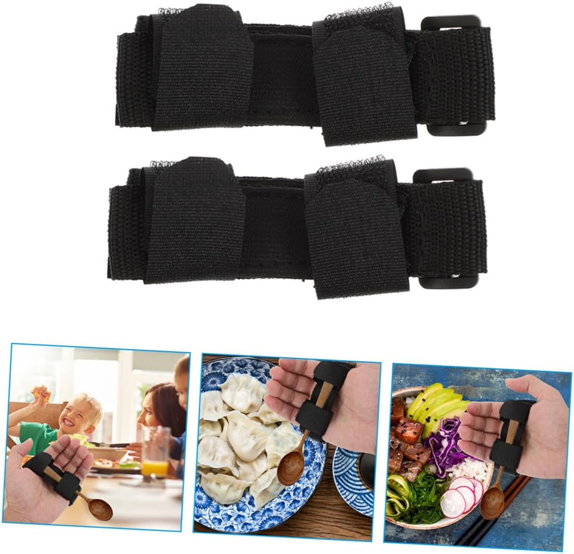 2Pcs Adaptive Utensils Holder Cuff Food Aid Strap for Elderly Oxford Eating Aid Glove for Disabled Practical Convenient Eating Assistance