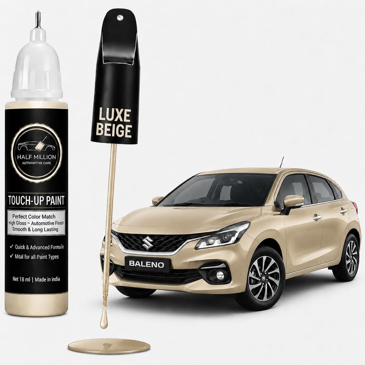Half Million Touch Up Paint for Maruti Suzuki BALENO LUXE BEIGE | 18ml Car Scratch Repair Paint Pen | Factory Color Match | Quick Dry | High Gloss Finish | DIY Paint Chip & Scratch Remover-image-47